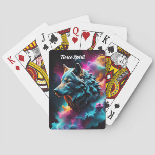 Cosmic Surreal Fantasy Wolf Custom Abstract Art Poker Cards