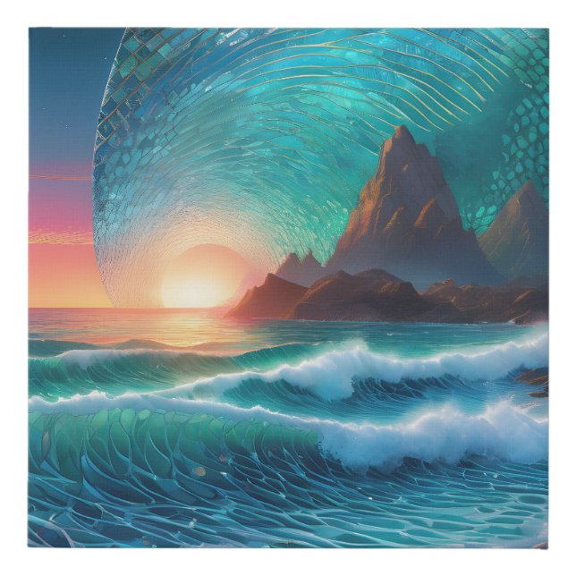 Cosmic Swells Seascape Faux Canvas Print (Front)