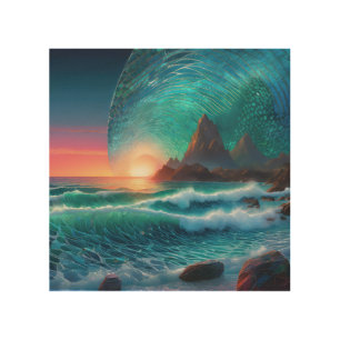 Cosmic Swells Seascape Wood Wall Art