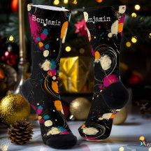 Cosmic Swirl Abstract Black with Bright Colors