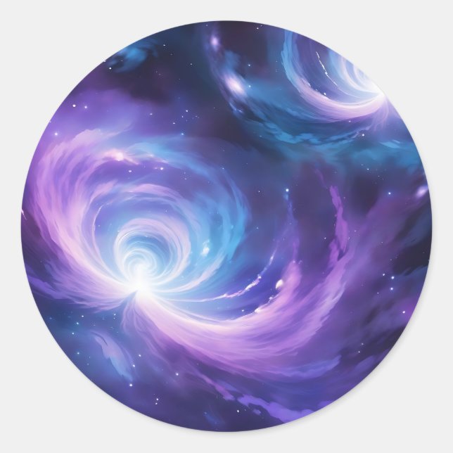 Cosmic Swirl Dreamy Galaxy Classic Round Sticker (Front)