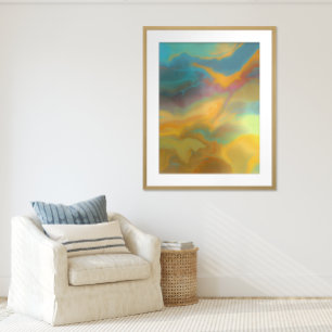 Cosmic Swirl - Marbled Abstract Painting Poster