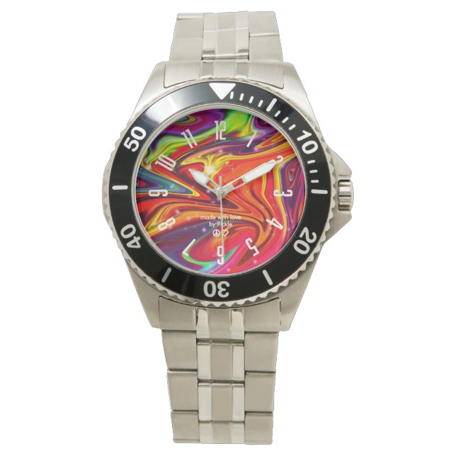 Cosmic Swirl Stainless Steel Watch (Front)
