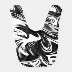 "Cosmic Swirl: The Black and White Marble Elegance Baby Bib
