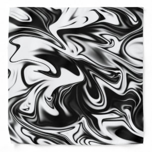 "Cosmic Swirl: The Black and White Marble Elegance Bandana