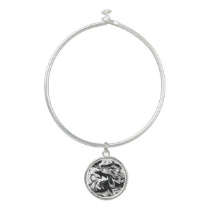 "Cosmic Swirl: The Black and White Marble Elegance Bangle Bracelet