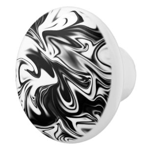 "Cosmic Swirl: The Black and White Marble Elegance Ceramic Knob