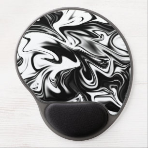 "Cosmic Swirl: The Black and White Marble Elegance Gel Mouse Pad