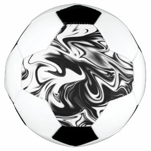 "Cosmic Swirl: The Black and White Marble Elegance Soccer Ball