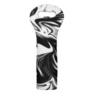 "Cosmic Swirl: The Black and White Marble Elegance Wine Bag