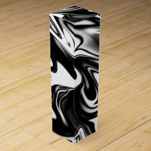 "Cosmic Swirl: The Black and White Marble Elegance Wine Box