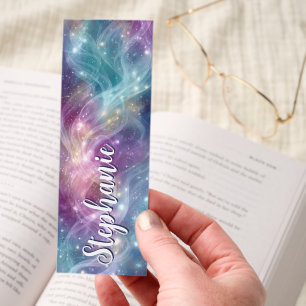 Cosmic Swirls Purple Blue Sparkle Bookmarks