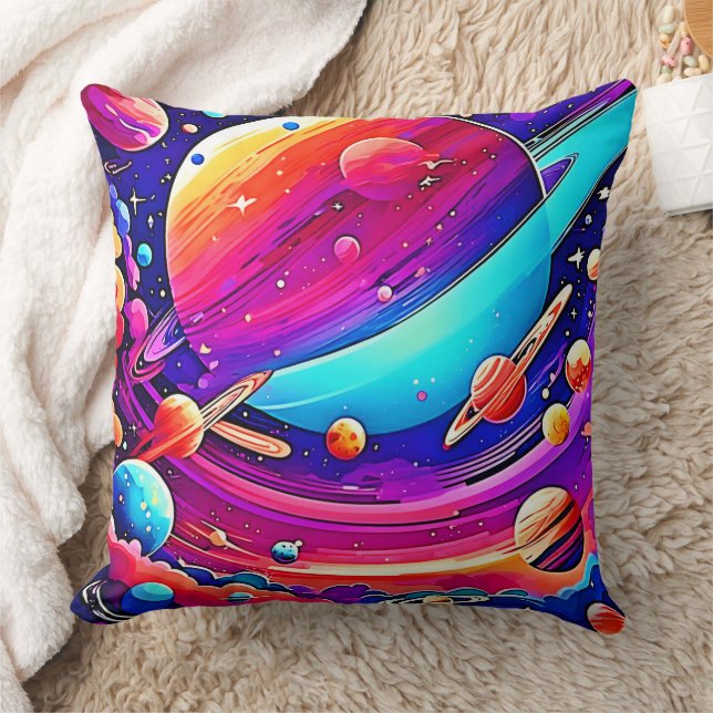 Cosmic Symphony Artwork Throw Pillow (Blanket)