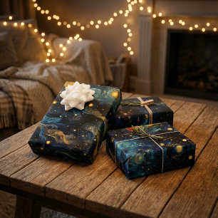 Cosmic Symphony Celestial Musical Shapes Design Wrapping Paper Sheets