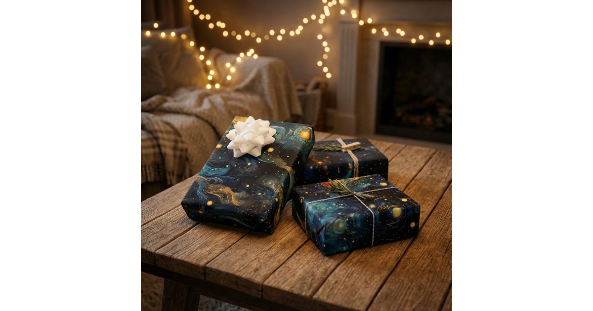 Cosmic Symphony Celestial Musical Shapes Design Wrapping Paper Sheets ...