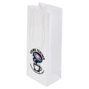 Cosmic Teacher Funny Galaxy Coffee & Curiosity Wine Gift Bag