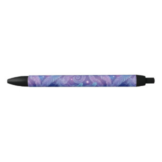Cosmic Teal-Purple Feather Swirl Pattern Pen