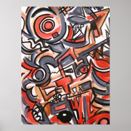 Cosmic Tension-Abstract Art Hand Painted Poster