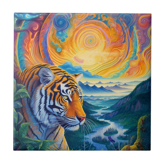 Cosmic Tiger Ceramic Tile (Front)