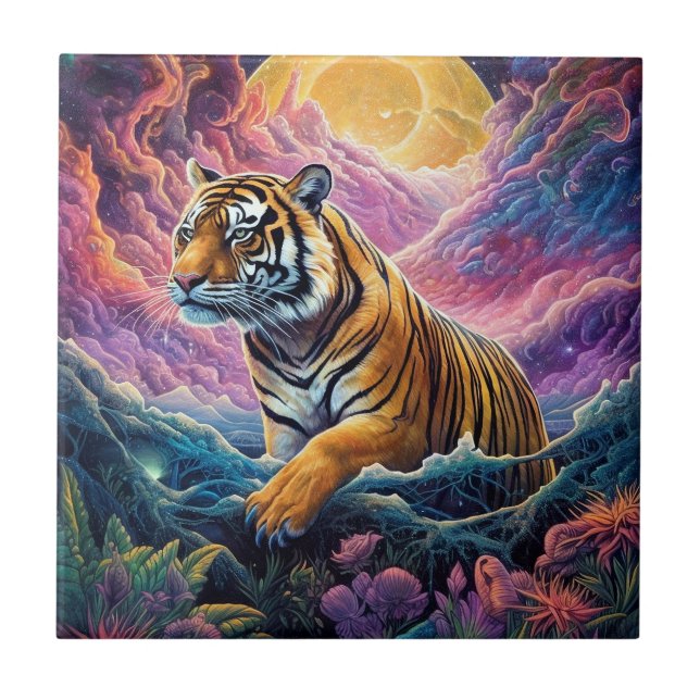 Cosmic Tiger Ceramic Tile (Front)