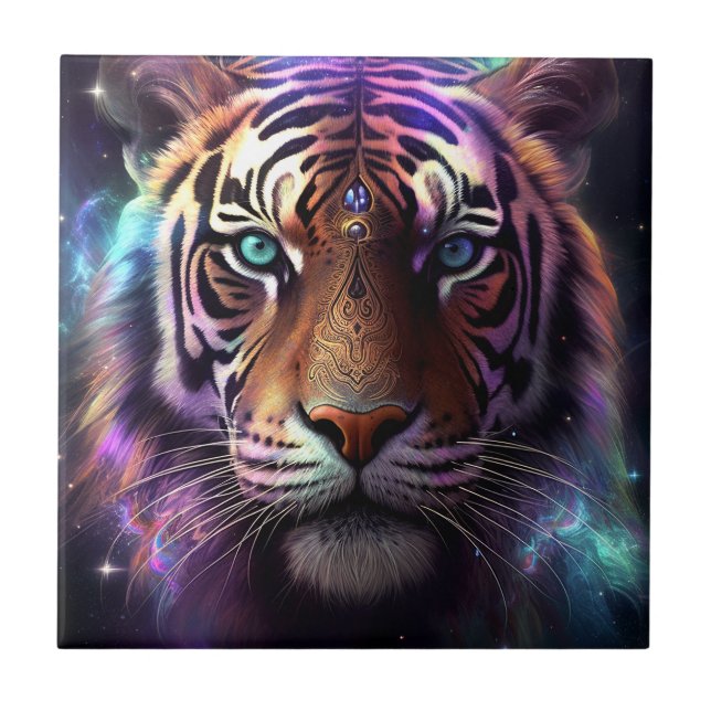 Cosmic Tiger Ceramic Tile (Front)