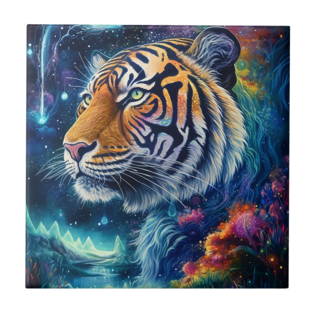 Cosmic Tiger Ceramic Tile (Front)