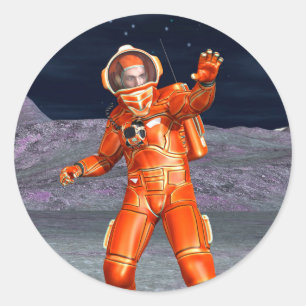 Cosmic Traveler Surreal Planet Landscape Art Classic Round Sticker