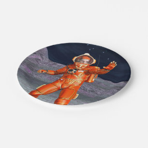 Cosmic Traveler Surreal Planet Landscape Art Paper Plates
