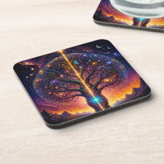 Cosmic Tree of Life Celestial Art Beverage Coaster