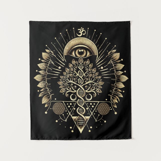 Cosmic Tree of Life – DNA & Sacred Geometry Tapestry (Front)