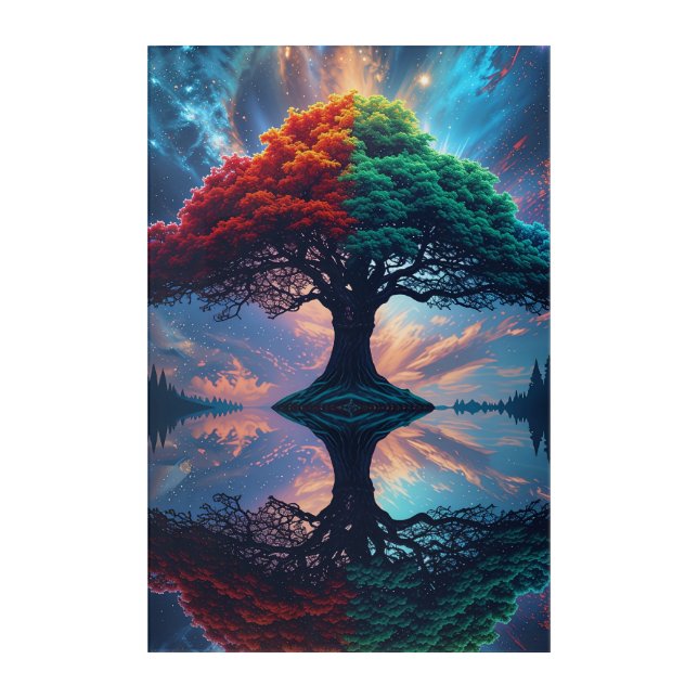Cosmic Tree of Life Reflections Acrylic Print (Front)