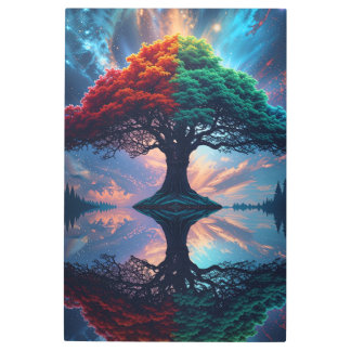Cosmic Tree of Life Reflections Metal Print