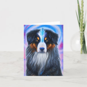 Cosmic Tri Color Austrailian Shepherd, Birthday Card