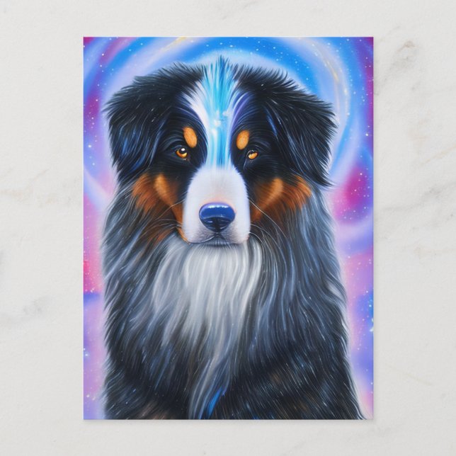 Cosmic Tri Color Austrailian Shepherd Postcard (Front)