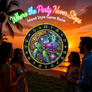 Cosmic Turtle and Butterfly Lodge Art Dart Board