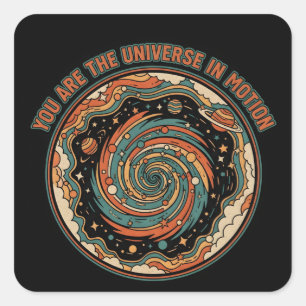 Cosmic Universe In Motion - Retro tee Square Sticker