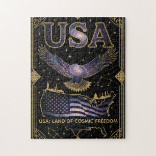 Cosmic USA Eagle Celestial Map Art Jigsaw Puzzle