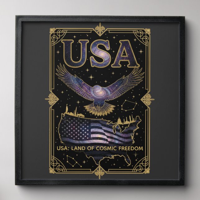 Cosmic USA Eagle Celestial Map Art Peel And Stick Photo Tile (Front Set)