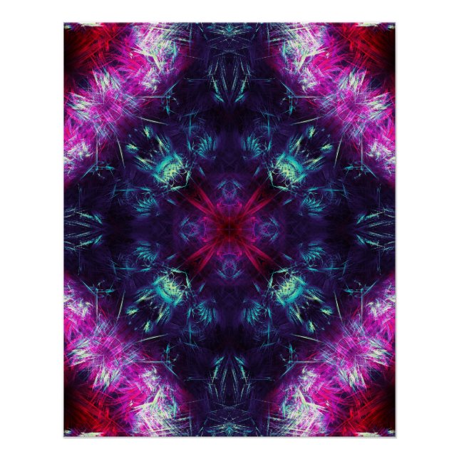 Cosmic Violet Energy Fractal Art Poster (Front)