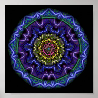 Cosmic Violet Mandala Kaleidoscope Poster