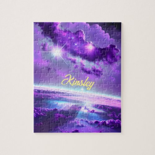 Cosmic Violet Purple Nebula Clouds in Universe Jigsaw Puzzle