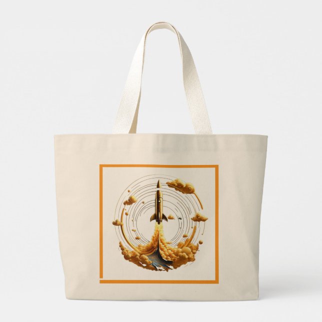 "Cosmic Visions Take Flight" Large Tote Bag (Back)