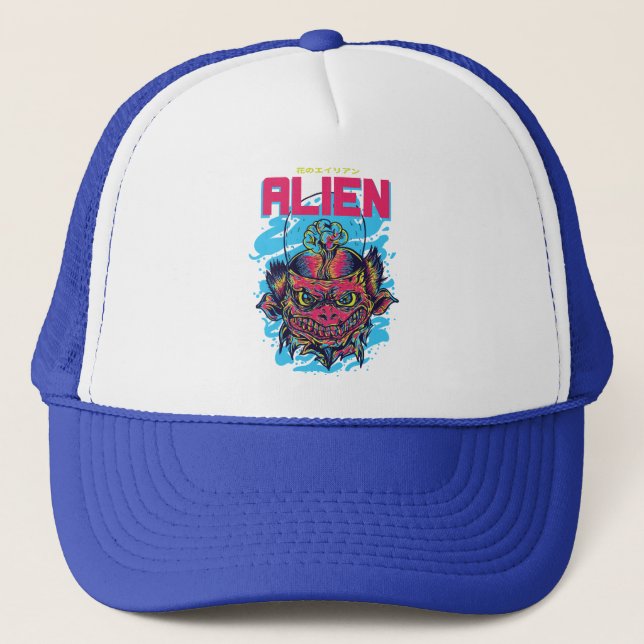 Cosmic Visitor : The Alien Design Trucker Hat (Front)