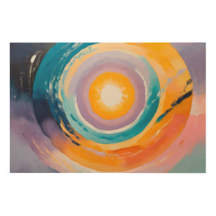 Cosmic Vortex: Solar Embrace Wood Wall Art