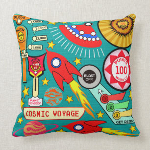 Cosmic Voyage Pinball Throw Pillow