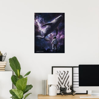 Cosmic Voyage Space Whale Astronaut Customizable P Poster