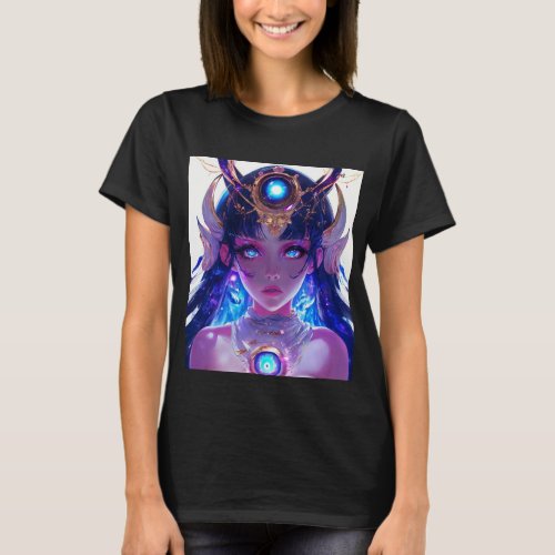  Cosmic VTuber Hypnotic Goddess Portrait Girls  T_Shirt