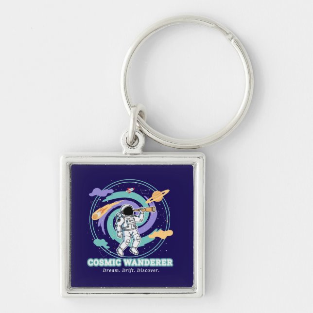 Cosmic Wanderer Astronaut Telescop Keychain (Front)