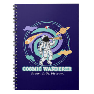Cosmic Wanderer Astronaut Telescop Notebook