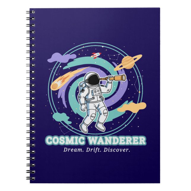 Cosmic Wanderer Astronaut Telescop Notebook (Front)